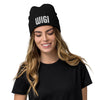 Unisex Ribbed Knit Beanie 3D Letters