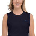 Misfit Nation Muscle Shirt - Embroidered Blue